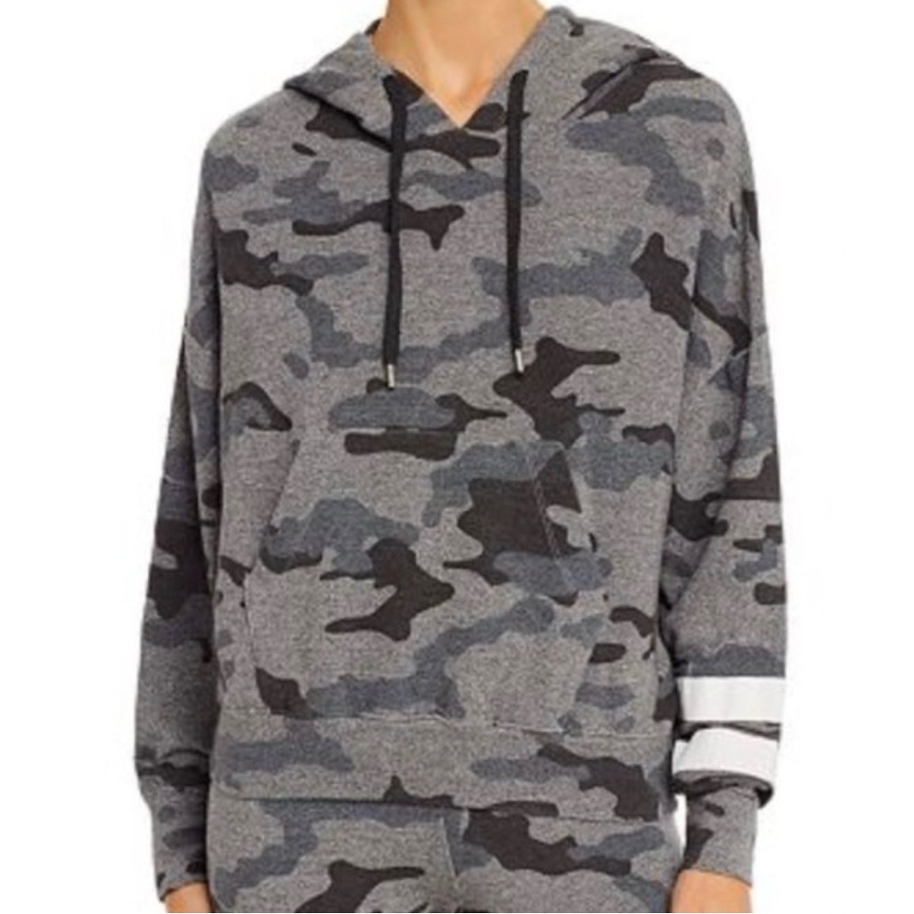 Sundry Gray Camouflage Print Hoodie Sweatshirt Long Sleeves Womens Sz 0/Xs